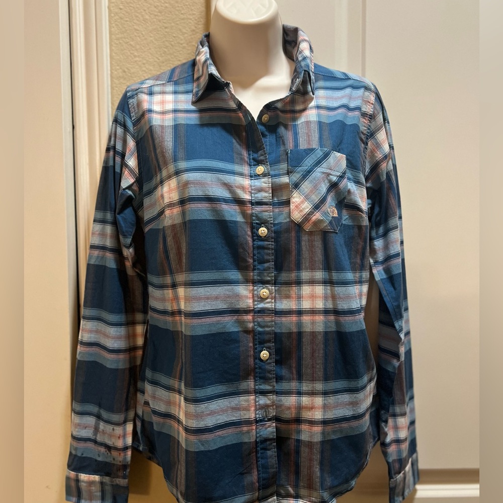 NWT The North Face Women’s Lightweighr Cotton Button Down Plaid Shirt Small
